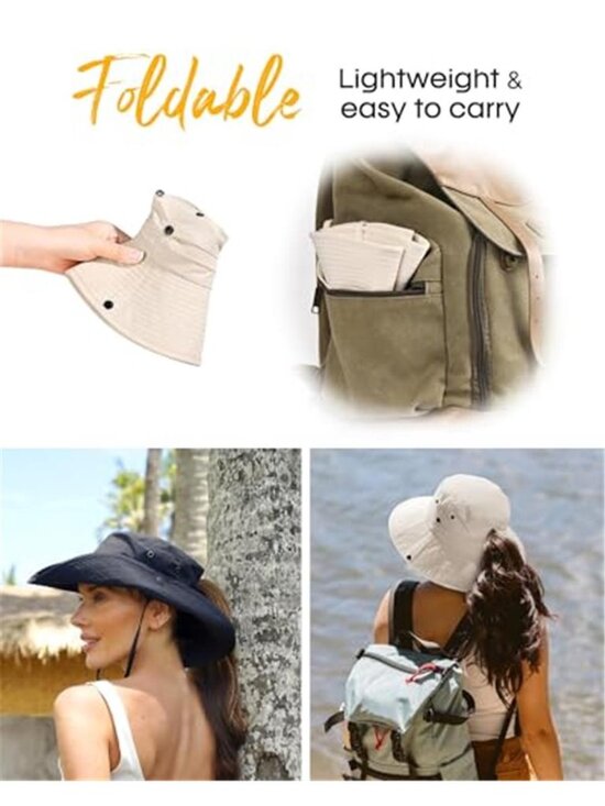 Sun Hats for Women Ponytail UV Protection Beach Summer Hat Wide Brim main image 5